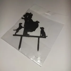 Díszítő beszúró - fekete fa kutyás 16cm x 20cm