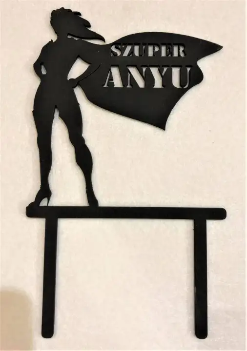 Díszítő beszúró - Fekete fa Szuper Anyu 13,5x21cm