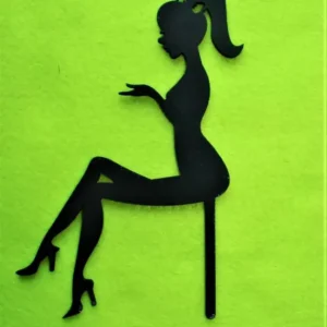 Díszítő beszúró - Fekete fa Csajos Torta dísz 12,5x18 cm