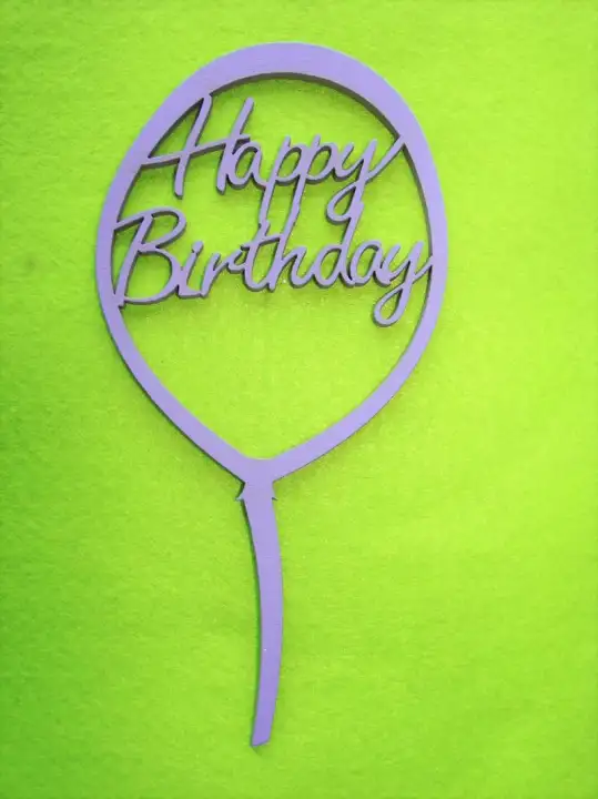 Díszítő beszúró - Lila fa Torta dísz Happy Birthday Lufis 9cm x 18cm