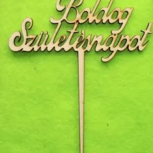 Díszítő beszúró - Natúr fa Boldog születésnapot beszúró 10cm x 12cm
