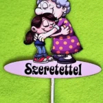 Díszítő beszúró - Nyomtatott fa nagymama kislánnyal szeretettel felirattal 11,5cm x 14,5cm