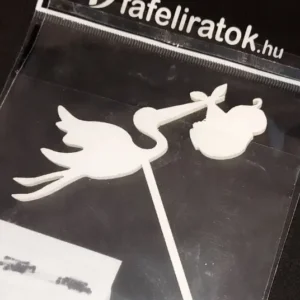 Díszítő beszúró fa gólya babával 10*11cm