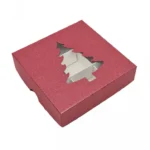 9 adagos, ablakos bonbon doboz - Metál Piros Karácsonyfa