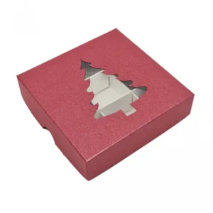 9 adagos, ablakos bonbon doboz - Metál Piros Karácsonyfa