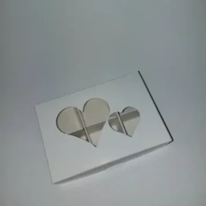 Fehér duplaszíves bonbon doboz – 6db-os