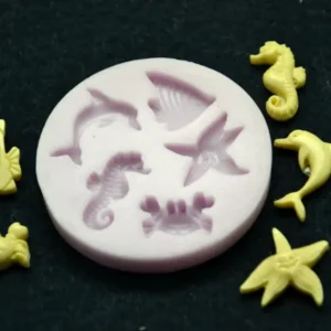 Fondant és marcián mintázó szilikon - Tengeri állatok 5db