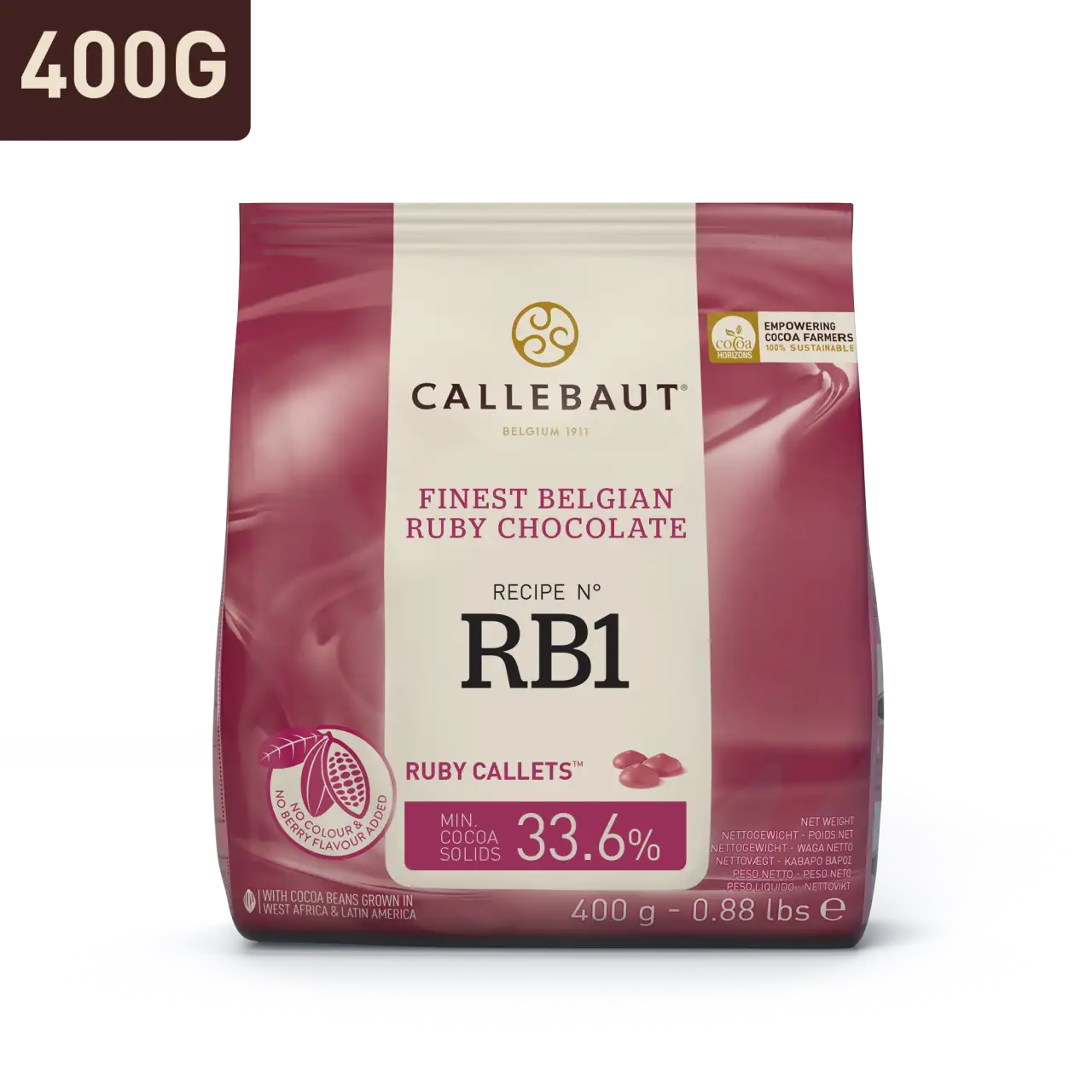 Callebaut belga csokoládé pasztilla – 33,6% RB1 Ruby tejcsokoládé 400g