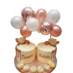 Lufis tortadekoráció, tortadísz – Rózsaszín, Fehér