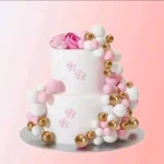 Torta beszúró - Rózsaszín- fehér - arany gömbök 36db