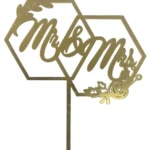 Díszítő Beszúró - Arany akril hatszög Mr és Mrs