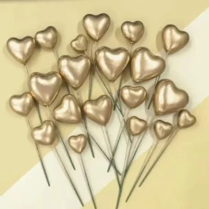 Torta beszúró - Szív arany  10db