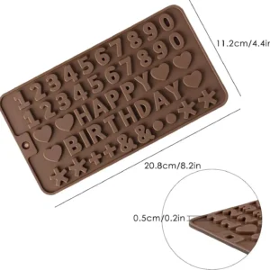 Szilikon csokiöntő forma - Számok és Happy Birthday betűi
