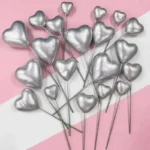Torta beszúró - Szív ezüst  10db