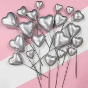 Torta beszúró - Szív ezüst  10db