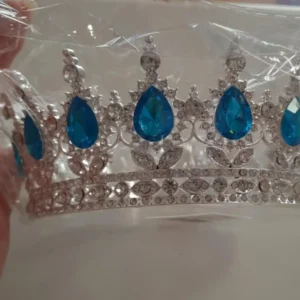 Korona dísz - Kék  színű kővel