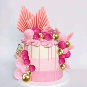 Torta beszúró szett 25 db-os - Rózsaszín arany tortadekorációs szett