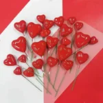 Torta beszúró - Szív piros 10db