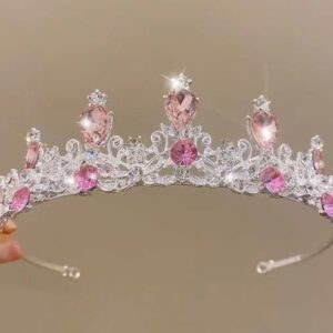 Korona dísz - ezüst - rózsaszín köves