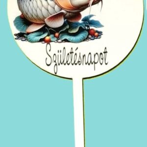 Torta beszúró fa - Pikkelyes ponty Boldog születésnapot  -   8cmx16cm